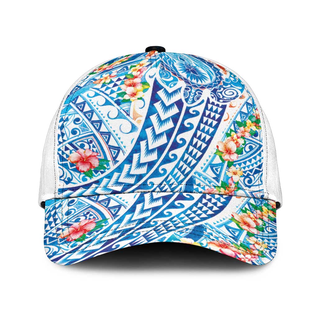 Hawaiian Turtle and Lei Classic Cap Tribal Kakau and Tropical Plants Watercolor Style