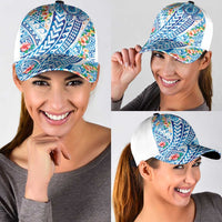 Hawaiian Turtle and Lei Classic Cap Tribal Kakau and Tropical Plants Watercolor Style