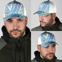 Hawaiian Turtle and Lei Classic Cap Tribal Kakau and Tropical Plants Watercolor Style