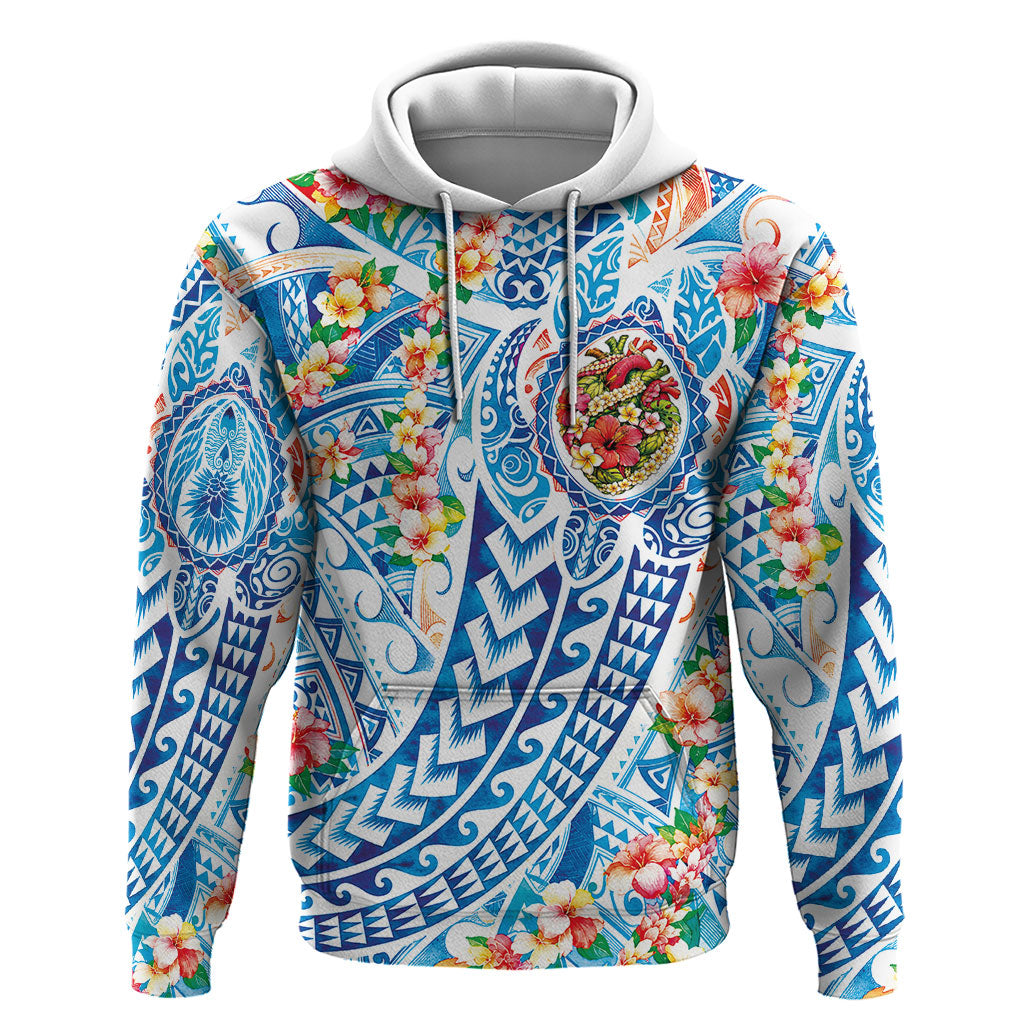 Hawaiian Turtle and Lei Hoodie Tribal Kakau and Tropical Plants Human Heart