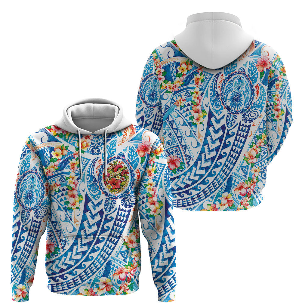 Hawaiian Turtle and Lei Hoodie Tribal Kakau and Tropical Plants Human Heart