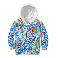 Hawaiian Turtle and Lei Kid Hoodie Tribal Kakau and Tropical Plants Human Heart