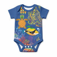 Hawaii Ocean Baby Onesie Pineapple Turtle and Mango Reef Triggerfish and Kakau Tattoo