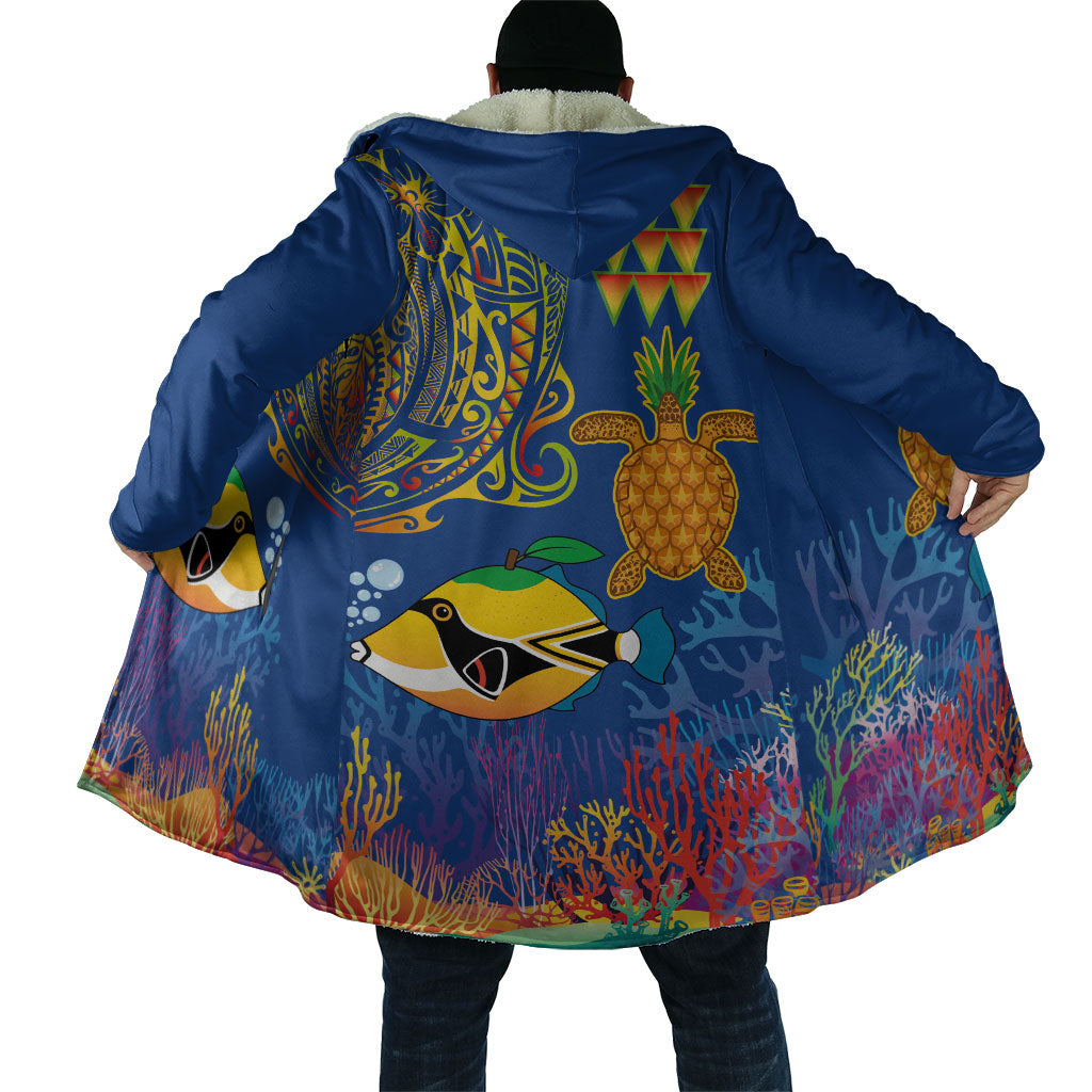 Hawaii Ocean Cloak Pineapple Turtle and Mango Reef Triggerfish and Kakau Tattoo