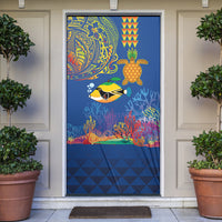Hawaii Ocean Door Cover Pineapple Turtle and Mango Reef Triggerfish and Kakau Tattoo