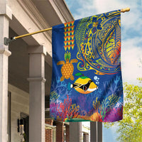 Hawaii Ocean Garden Flag Pineapple Turtle and Mango Reef Triggerfish and Kakau Tattoo