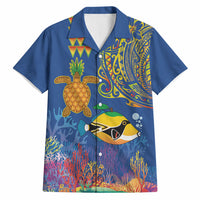 Hawaii Ocean Hawaiian Shirt Pineapple Turtle and Mango Reef Triggerfish and Kakau Tattoo