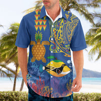 Hawaii Ocean Hawaiian Shirt Pineapple Turtle and Mango Reef Triggerfish and Kakau Tattoo