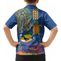 Hawaii Ocean Hawaiian Shirt Pineapple Turtle and Mango Reef Triggerfish and Kakau Tattoo