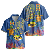 Hawaii Ocean Kid Hawaiian Shirt Pineapple Turtle and Mango Reef Triggerfish and Kakau Tattoo