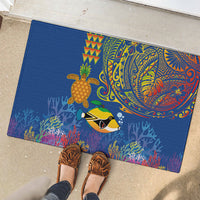 Hawaii Ocean Rubber Doormat Pineapple Turtle and Mango Reef Triggerfish and Kakau Tattoo