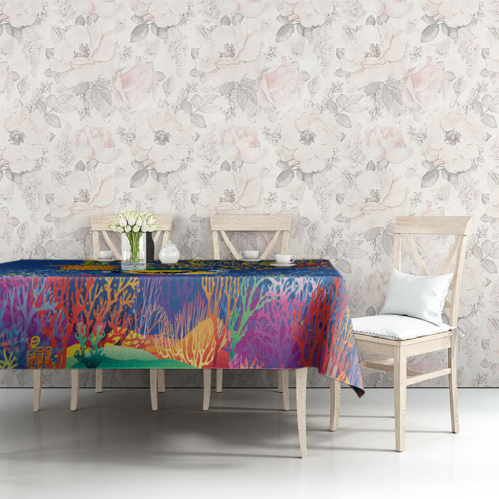 Hawaii Ocean Tablecloth Pineapple Turtle and Mango Reef Triggerfish and Kakau Tattoo