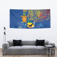 Hawaii Ocean Tapestry Pineapple Turtle and Mango Reef Triggerfish and Kakau Tattoo
