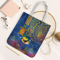 Hawaii Ocean Tote Bag Pineapple Turtle and Mango Reef Triggerfish and Kakau Tattoo
