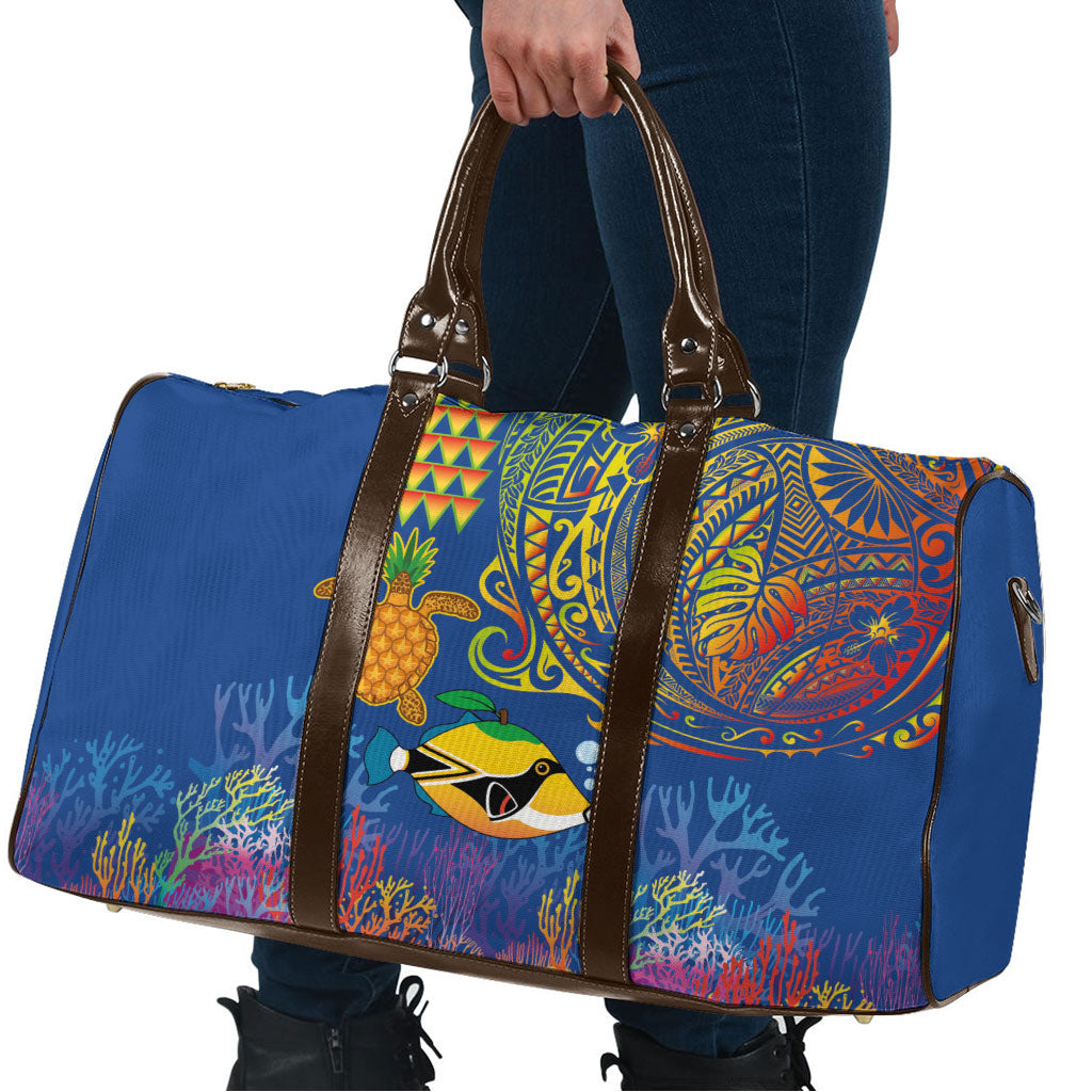 Hawaii Ocean Travel Bag Pineapple Turtle and Mango Reef Triggerfish and Kakau Tattoo