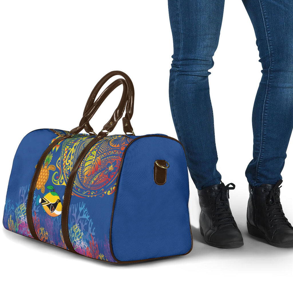 Hawaii Ocean Travel Bag Pineapple Turtle and Mango Reef Triggerfish and Kakau Tattoo