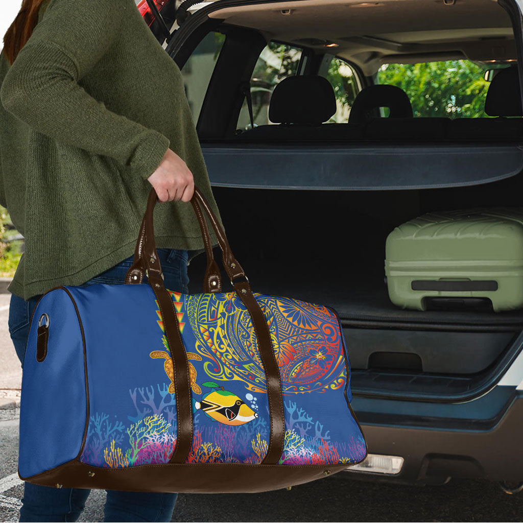 Hawaii Ocean Travel Bag Pineapple Turtle and Mango Reef Triggerfish and Kakau Tattoo