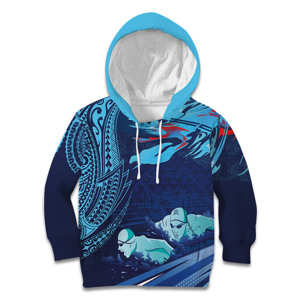 Personalized Hawaii Swimming Kid Hoodie Tribal Sporty Style