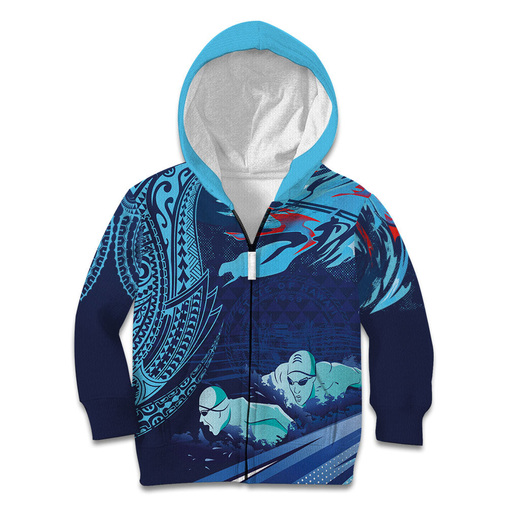 Personalized Hawaii Swimming Kid Hoodie Tribal Sporty Style