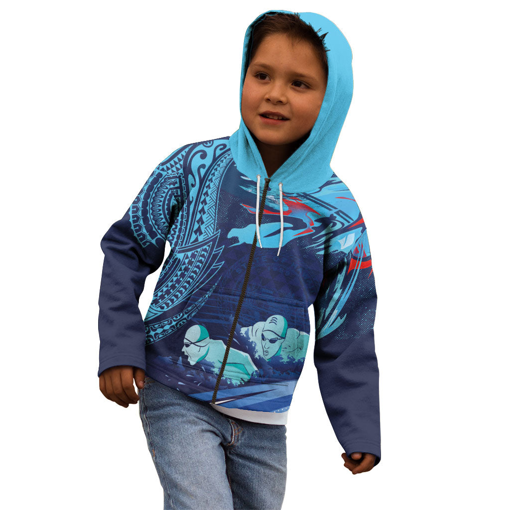 Personalized Hawaii Swimming Kid Hoodie Tribal Sporty Style