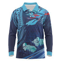 Personalized Hawaii Swimming Long Sleeve Polo Shirt Tribal Sporty Style