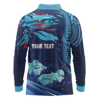 Personalized Hawaii Swimming Long Sleeve Polo Shirt Tribal Sporty Style
