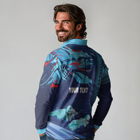 Personalized Hawaii Swimming Long Sleeve Polo Shirt Tribal Sporty Style