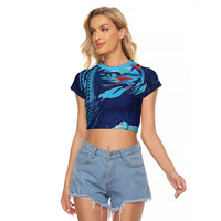 Personalized Hawaii Swimming Raglan Cropped T Shirt Tribal Sporty Style