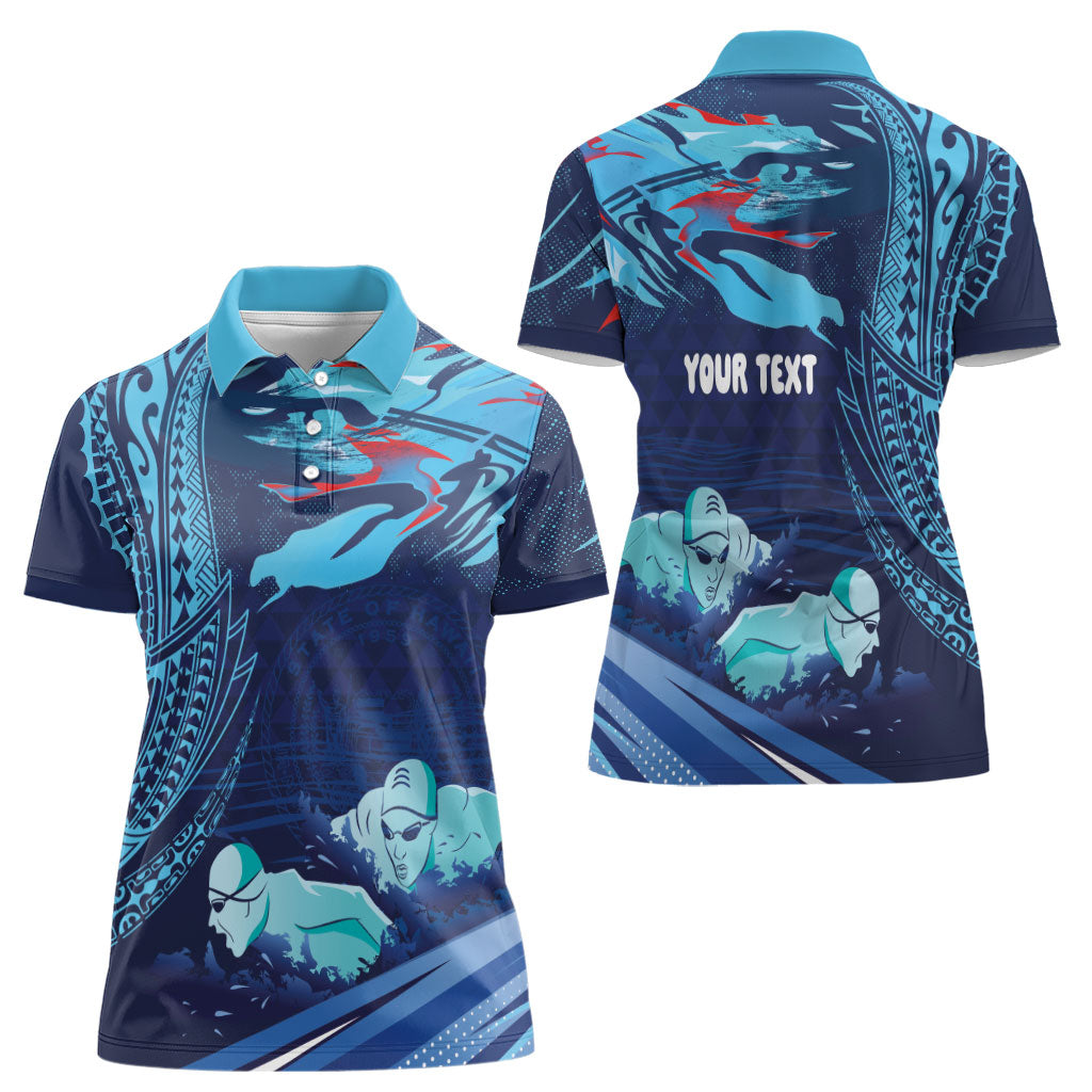 Personalized Hawaii Swimming Women Polo Shirt Tribal Sporty Style