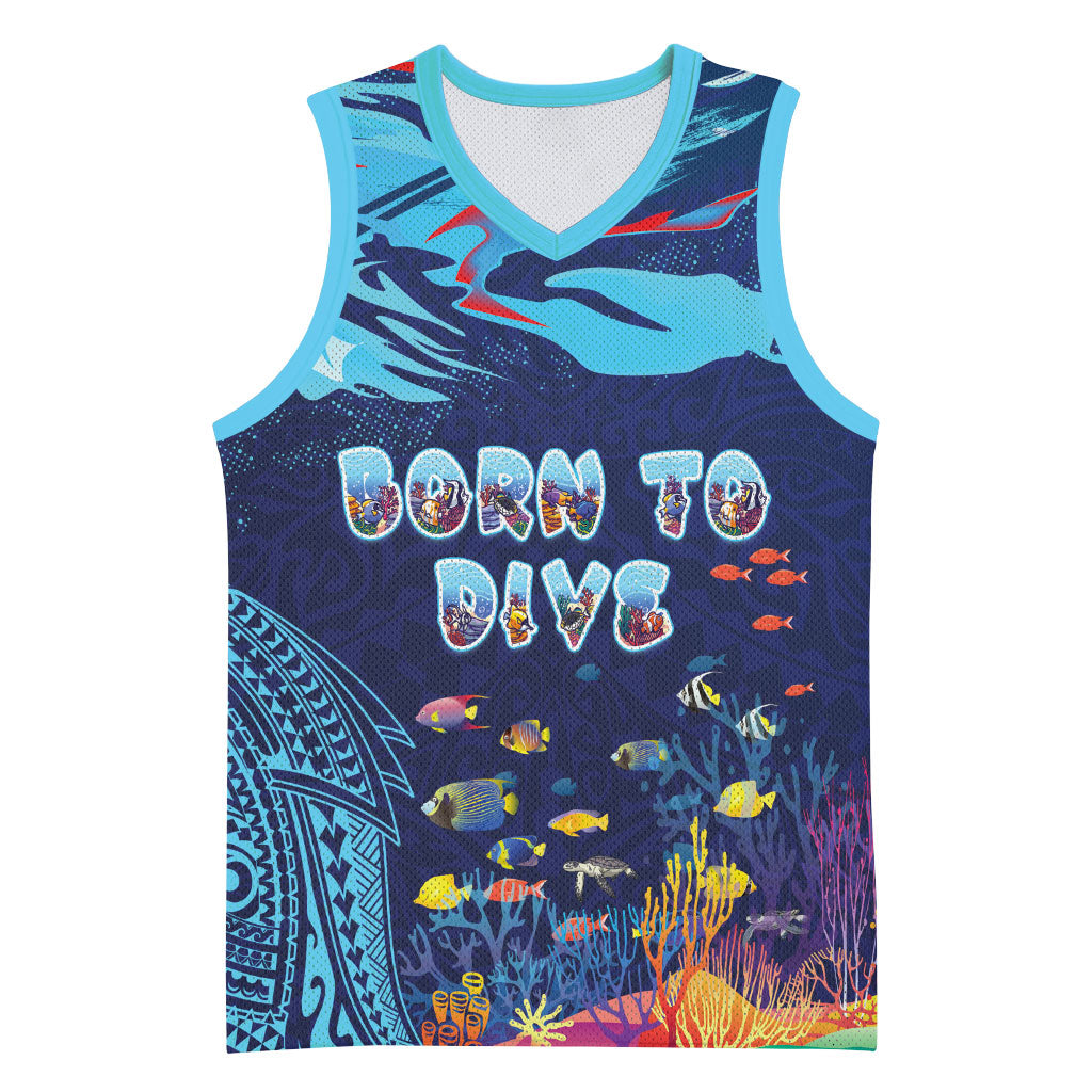 Personalized Hawaii Diving Basketball Jersey Tribal Pattern with Ocean Floor