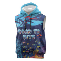 Personalized Hawaii Diving Sleeveless Hoodie Tribal Pattern with Ocean Floor