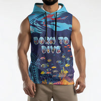 Personalized Hawaii Diving Sleeveless Hoodie Tribal Pattern with Ocean Floor