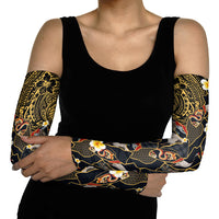 Hawaiian and Japanese Arm Sleeves Polynesian Tattoo with Japanese Culture Kintsugi Style