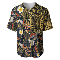 Hawaiian and Japanese Baseball Jersey Polynesian Tattoo with Japanese Culture Kintsugi Style