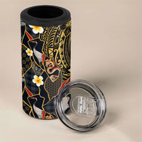 Hawaiian and Japanese 4 in 1 Can Cooler Tumbler Polynesian Tattoo with Japanese Culture Kintsugi Style