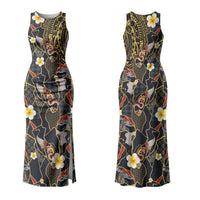 Hawaiian and Japanese Couples Matching Tank Maxi Dress and Hawaiian Shirt Polynesian Tattoo with Japanese Culture Kintsugi Style