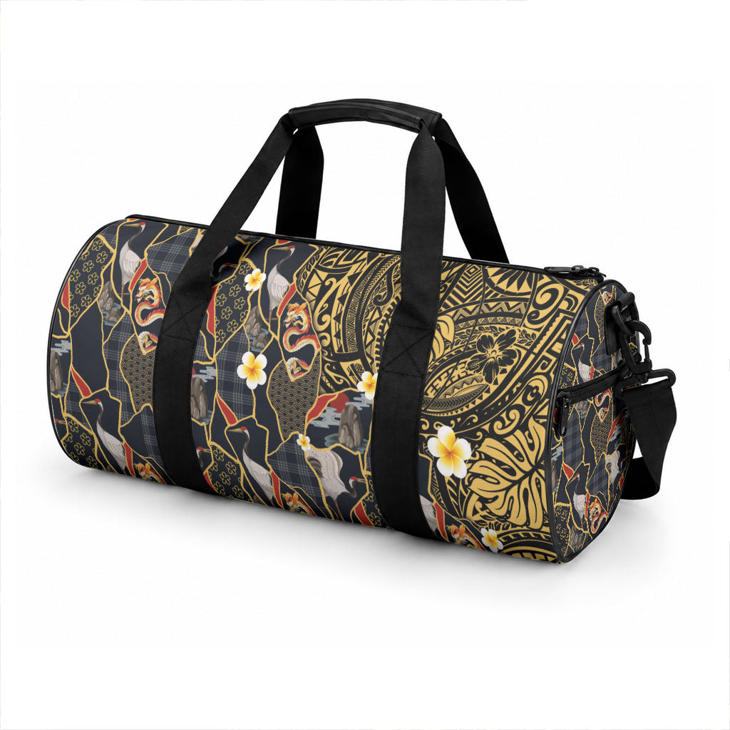 Hawaiian and Japanese Duffle Bag Polynesian Tattoo with Japanese Culture Kintsugi Style
