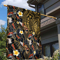 Hawaiian and Japanese Garden Flag Polynesian Tattoo with Japanese Culture Kintsugi Style