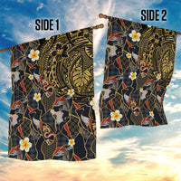 Hawaiian and Japanese Garden Flag Polynesian Tattoo with Japanese Culture Kintsugi Style