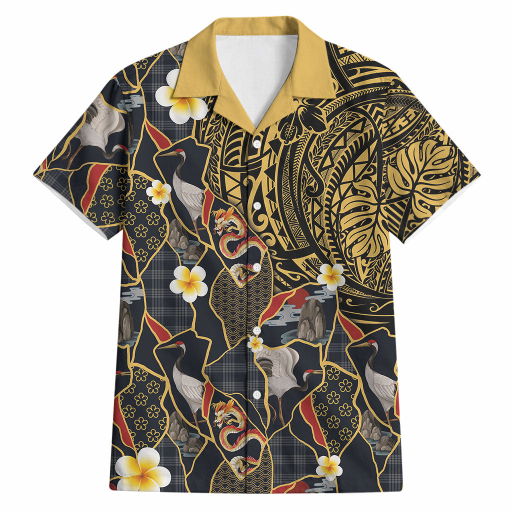 Hawaiian and Japanese Hawaiian Shirt Polynesian Tattoo with Japanese Culture Kintsugi Style