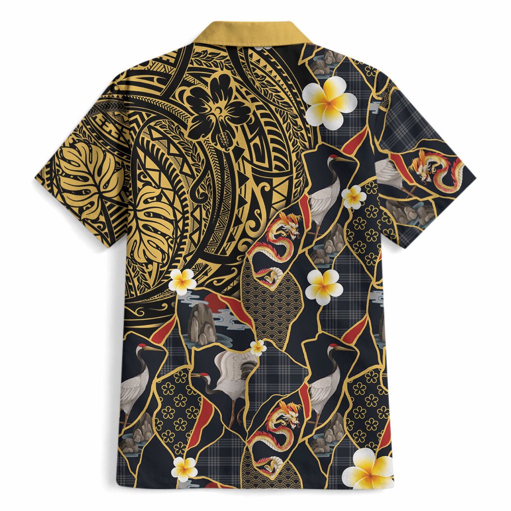 Hawaiian and Japanese Hawaiian Shirt Polynesian Tattoo with Japanese Culture Kintsugi Style