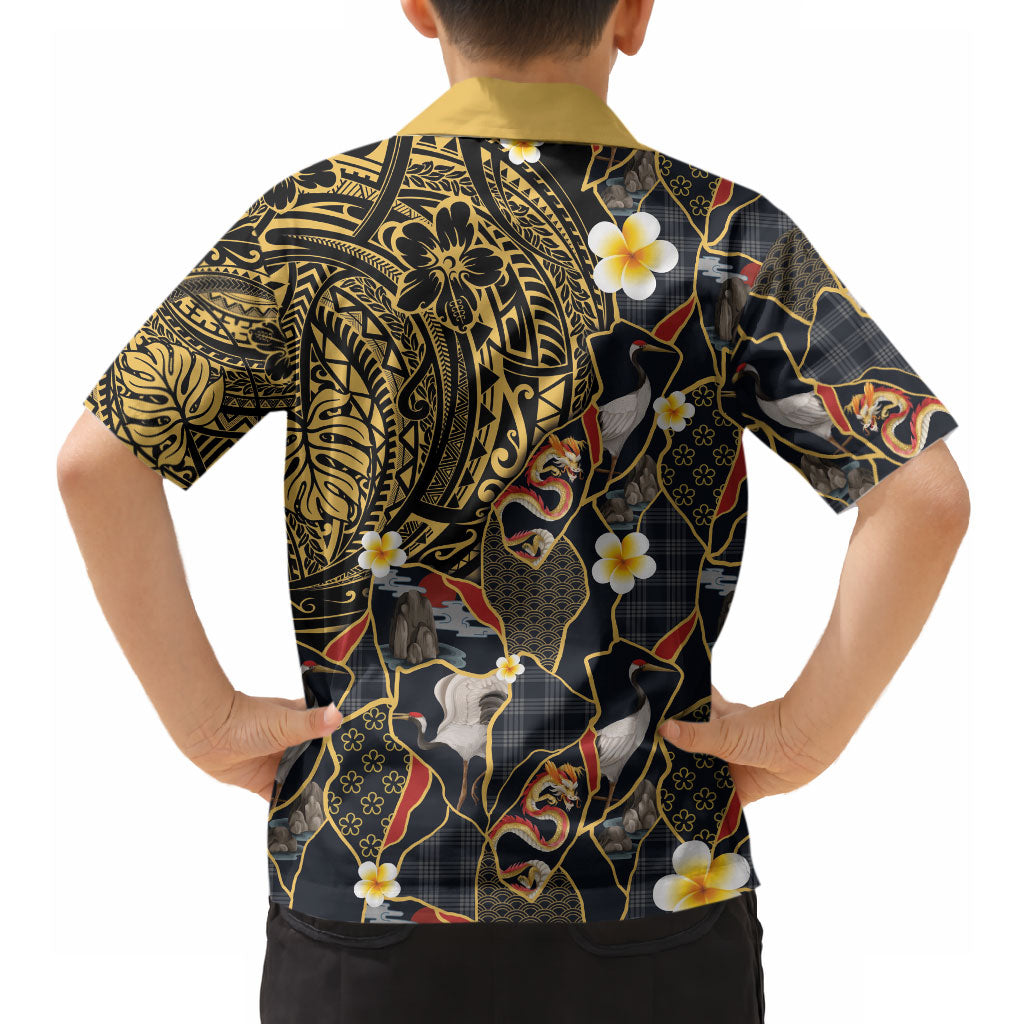 Hawaiian and Japanese Hawaiian Shirt Polynesian Tattoo with Japanese Culture Kintsugi Style