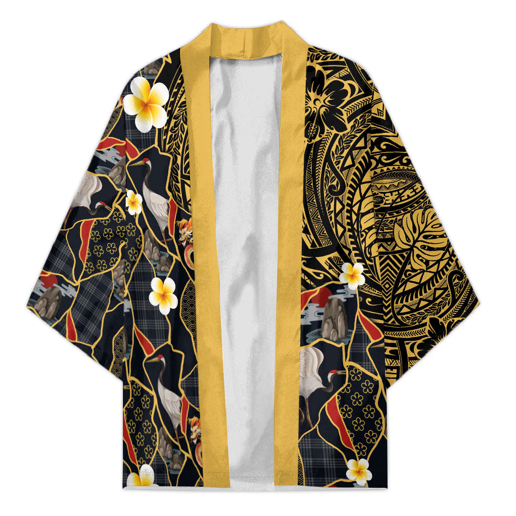 Hawaiian and Japanese Kimono Polynesian Tattoo with Japanese Culture Kintsugi Style