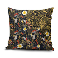 Hawaiian and Japanese Pillow Cover Polynesian Tattoo with Japanese Culture Kintsugi Style