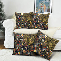 Hawaiian and Japanese Pillow Cover Polynesian Tattoo with Japanese Culture Kintsugi Style