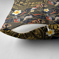 Hawaiian and Japanese Pillow Cover Polynesian Tattoo with Japanese Culture Kintsugi Style