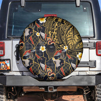 Hawaiian and Japanese Spare Tire Cover Polynesian Tattoo with Japanese Culture Kintsugi Style