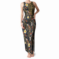 Hawaiian and Japanese Tank Maxi Dress Polynesian Tattoo with Japanese Culture Kintsugi Style