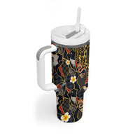 Hawaiian and Japanese Tumbler With Handle Polynesian Tattoo with Japanese Culture Kintsugi Style