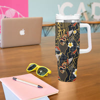 Hawaiian and Japanese Tumbler With Handle Polynesian Tattoo with Japanese Culture Kintsugi Style